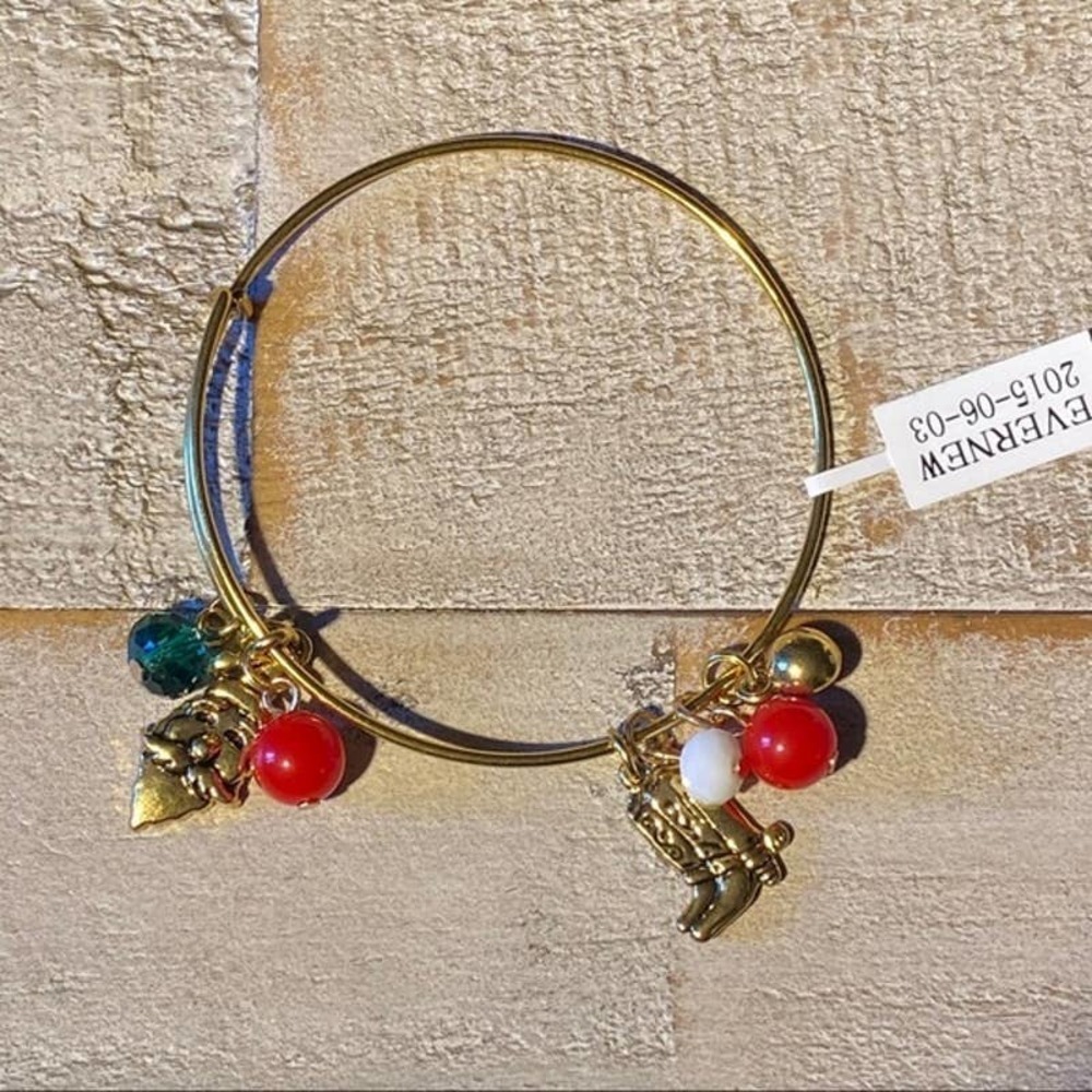 5 for $25 Christmas Bracelet Santa Cowboy Boots Charm Bracelet Reduced Shipping!